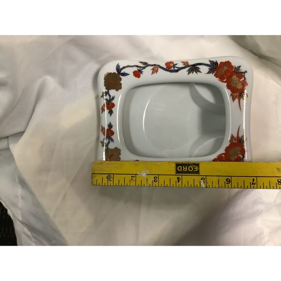 Gold Imari Small Porcelain Photo Frame, Orange/Blue/Gold Tone Florals - Picture 6 of 6